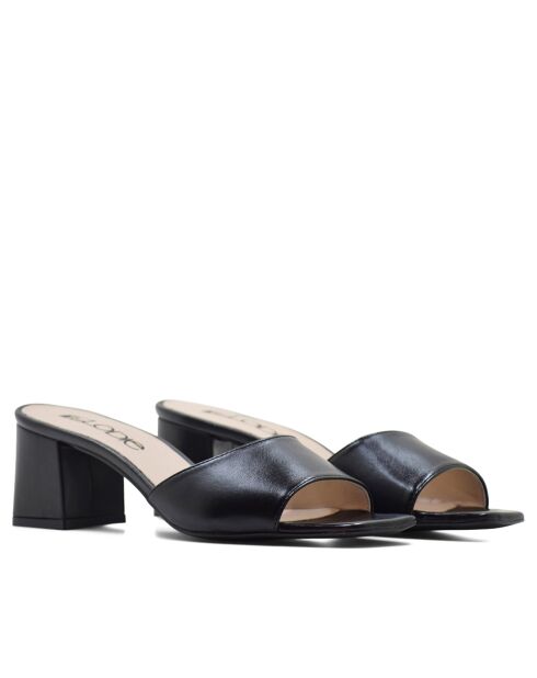 CA-1941 zwarte leren muiltjes met hak