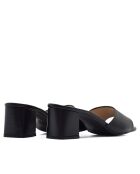 CA-1941 zwarte leren muiltjes met hak