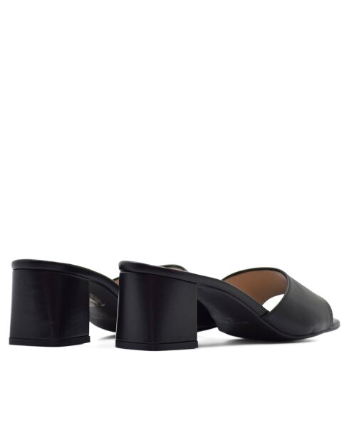 CA-1941 zwarte leren muiltjes met hak