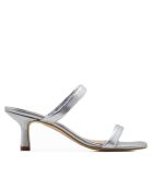 CA-1871 muiltjes met hak van zilverkleurig metallic leer - Hak: 6 cm