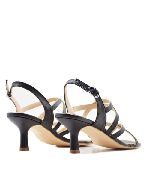 CA-1777 Zwarte mestizo leren sandalen - Hak: 6 cm