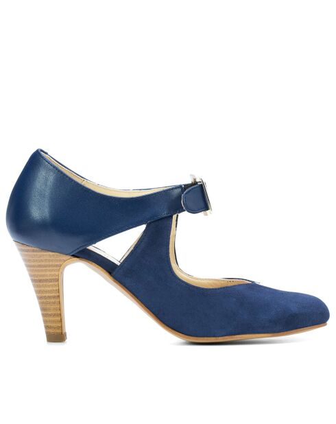Pumps 26385 in pelle scamosciata/seta blu scuro - Tacco: 8cm