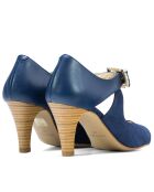 Pumps 26385 in pelle scamosciata/seta blu scuro - Tacco: 8cm