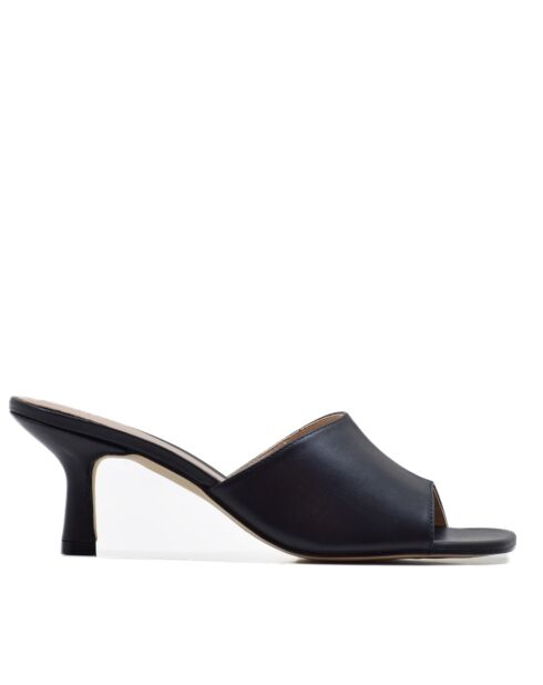 CA-1775 marineblauwe muiltjes met hak van nappaleer - Hak: 6 cm