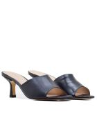 CA-1775 marineblauwe muiltjes met hak van nappaleer - Hak: 6 cm