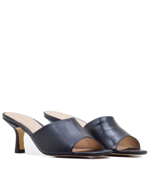 CA-1775 marineblauwe muiltjes met hak van nappaleer - Hak: 6 cm