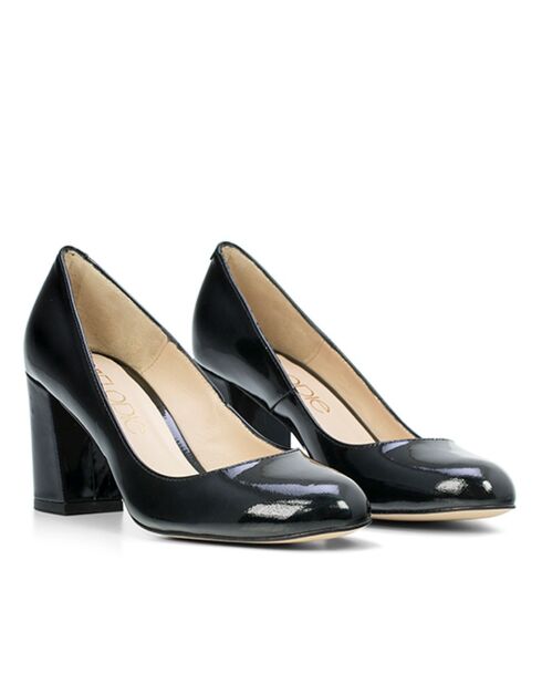 Dumps 12619 in pelle verniciata nera - Tacco: 7 cm