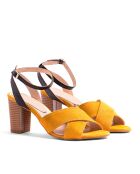 14001 Gelbe Ledersandalen - Absatz: 8 cm