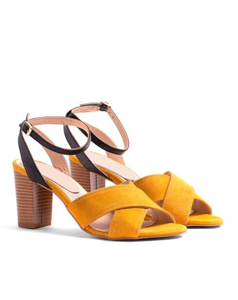 Sandalias 14001 de piel amarilla - Tacón: 8 cm