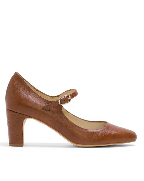 CA-1477 Dumps marroni in pelle di coccodrillo - Tacco: 6,5 cm