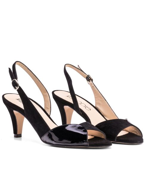 Sandales 14631RJ Vernis/Daim noires - Talon : 5,5cm