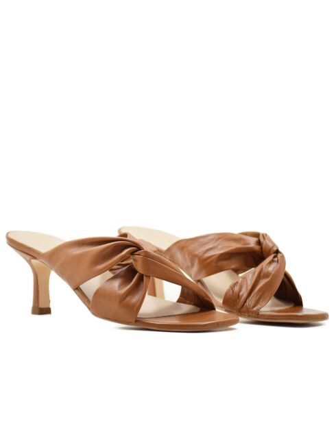 CA-1872 bruine mestizo leren muiltjes met hak - Hak: 6cm