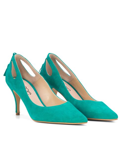 Pumps 14786 in pelle scamosciata giada - Tacco: 7cm