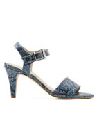 CA-1392 Blaue Sandalen aus Schlangenleder — Absatz: 6 cm