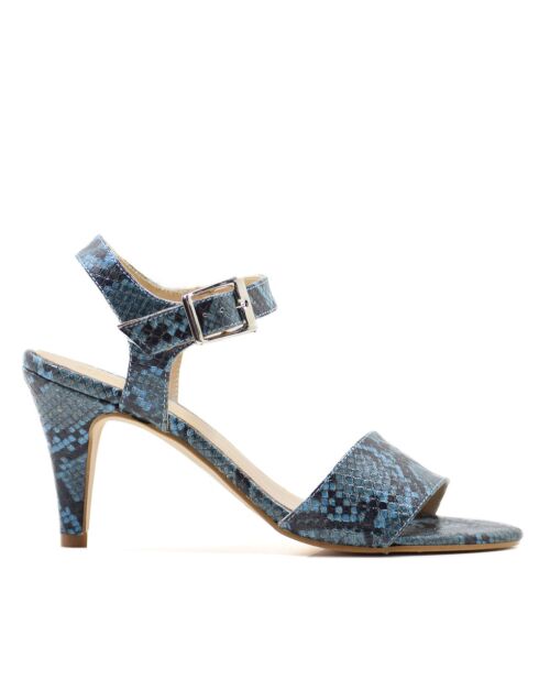 CA-1392 Blaue Sandalen aus Schlangenleder — Absatz: 6 cm