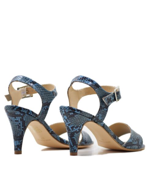 CA-1392 Blaue Sandalen aus Schlangenleder — Absatz: 6 cm