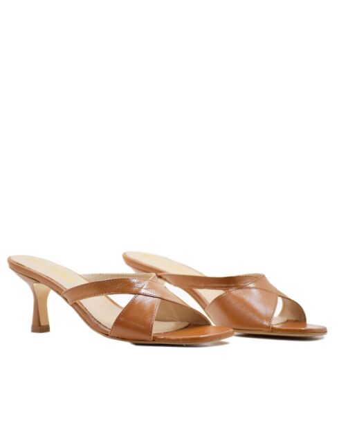 CA-1776 bruine mestizo leren muiltjes met hak - Hak: 6cm