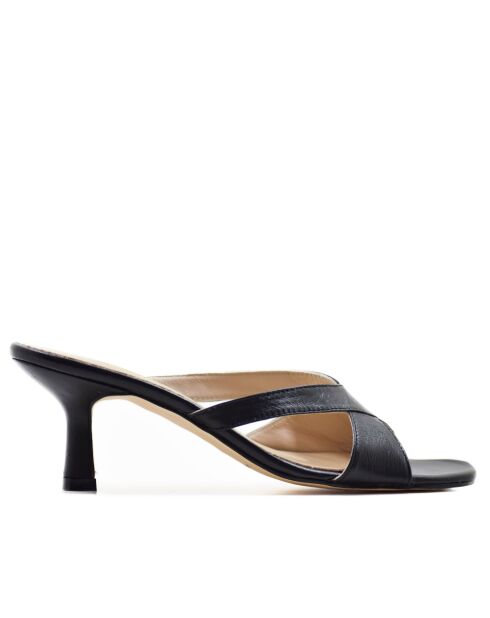 Zwarte muiltjes van Mestizo-leer CA-1776 met hak - Hak: 6 cm