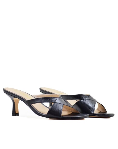 Zwarte muiltjes van Mestizo-leer CA-1776 met hak - Hak: 6 cm