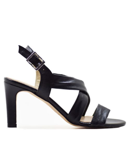 Sandalias Victoria de piel negras - Tacón: 8 cm
