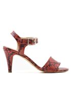 CA-1392 Rote Sandalen aus Schlangenleder, Absatz: 6 cm