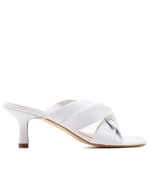 Witte muiltjes van Mestizo-leer CA-1872 met hak - Hak: 6 cm