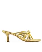 CA-1873 muiltjes in goudkleurig metallic leer met hak - Hak: 6 cm