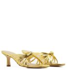 CA-1873 muiltjes in goudkleurig metallic leer met hak - Hak: 6 cm