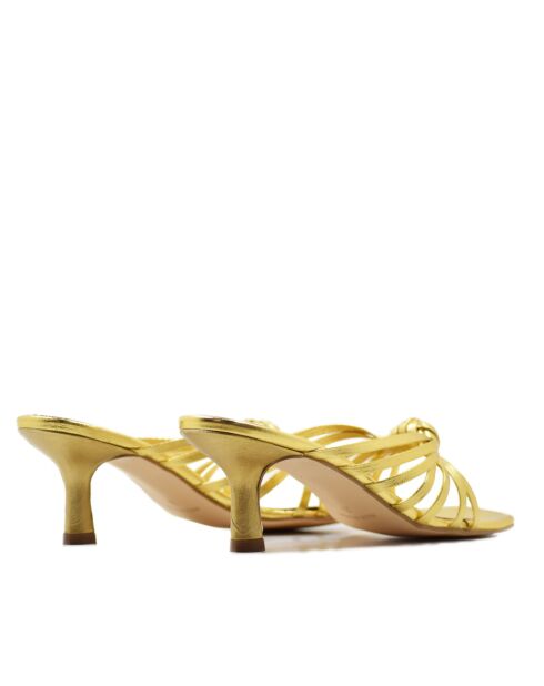 CA-1873 muiltjes in goudkleurig metallic leer met hak - Hak: 6 cm