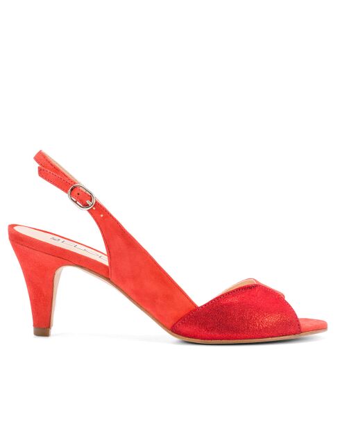 Sandalias 14631RJ de piel Magic/A de color rojo brillante, tacón: 5,5 cm