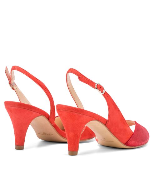 Sandalias 14631RJ de piel Magic/A de color rojo brillante, tacón: 5,5 cm