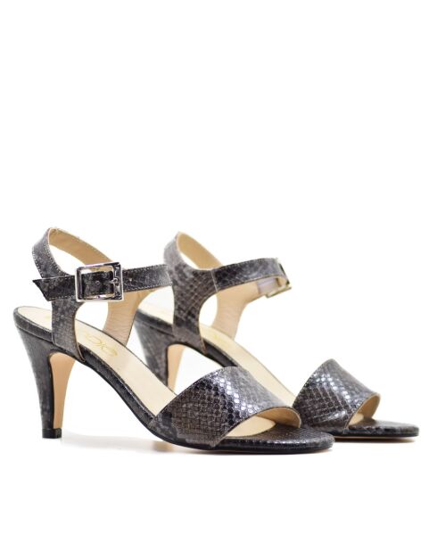 CA-1392 Schwarze Sandalen aus Schlangenleder — Absatz: 6 cm