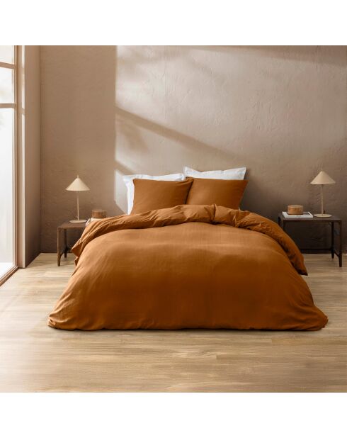 Bettbezug-Set Clara, karamellfarben, einfarbig, reliefar