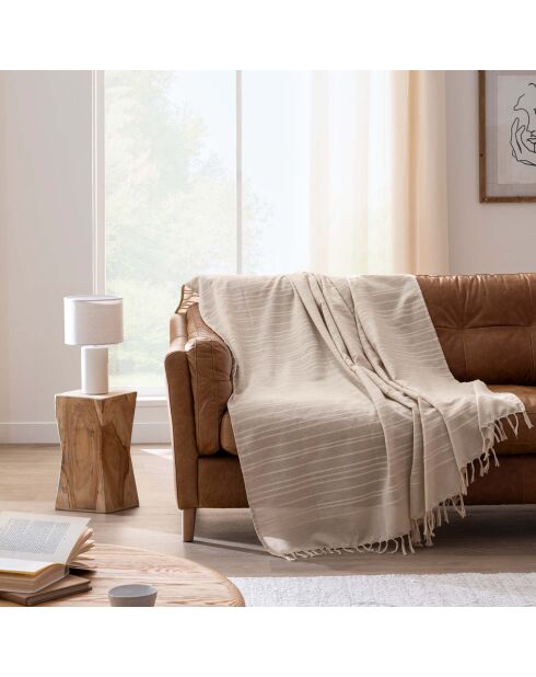 Plaid in lino Lilia con frange - 240x260 cm