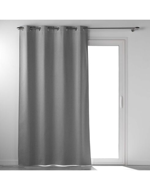 Tenda con occhielli Occuless Grey in chambray oscurante grigio chiaro - 135x260 cm