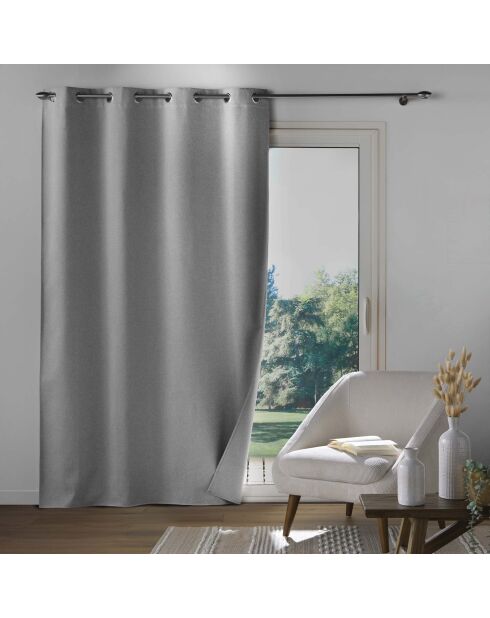 Tenda con occhielli Occuless Grey in chambray oscurante grigio chiaro - 135x260 cm