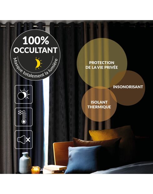 Tenda con occhielli Occuless Grey in chambray oscurante grigio chiaro - 135x260 cm