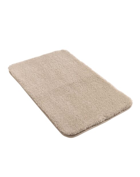 Tapis de bain microfibre unie Mael sable - 50x80 cm