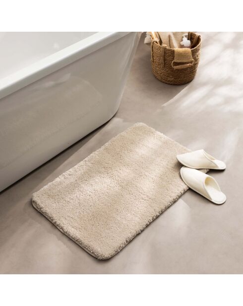 Tapis de bain microfibre unie Mael sable - 50x80 cm