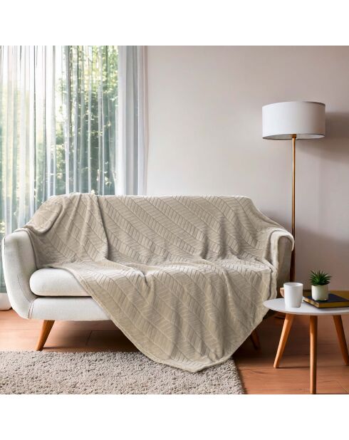 Decke Arya Taupe (180 x 220 cm), Flanellrelief