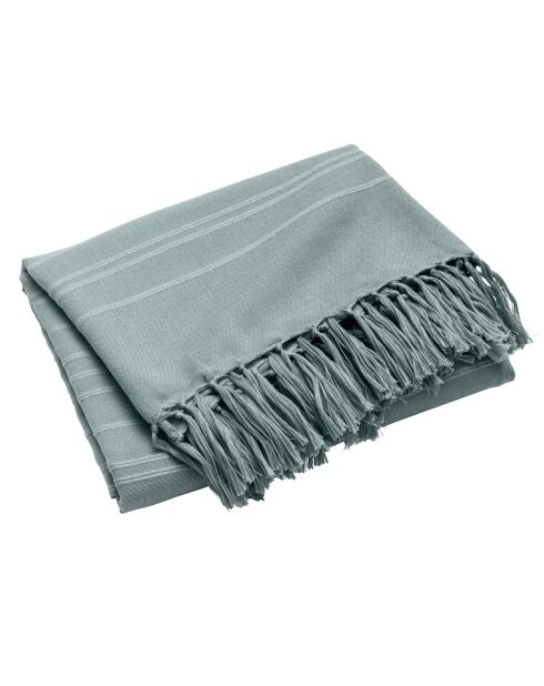 Tela escocesa con flecos Lilia en algodón salvia - 220x240 cm