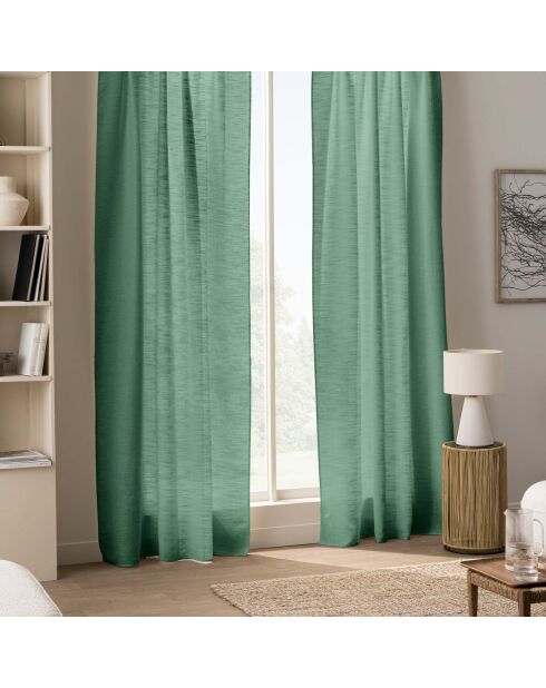 Ösenvorhang Nando mit Zedernmuster aus gewebtem Leinen, 140 x 260 cm