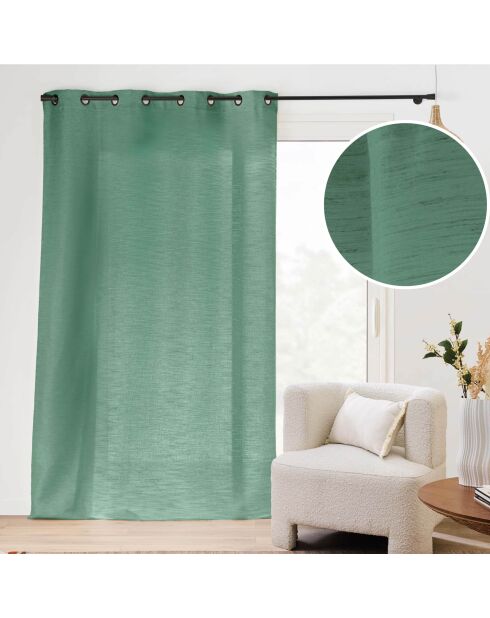 Ösenvorhang Nando mit Zedernmuster aus gewebtem Leinen, 140 x 260 cm