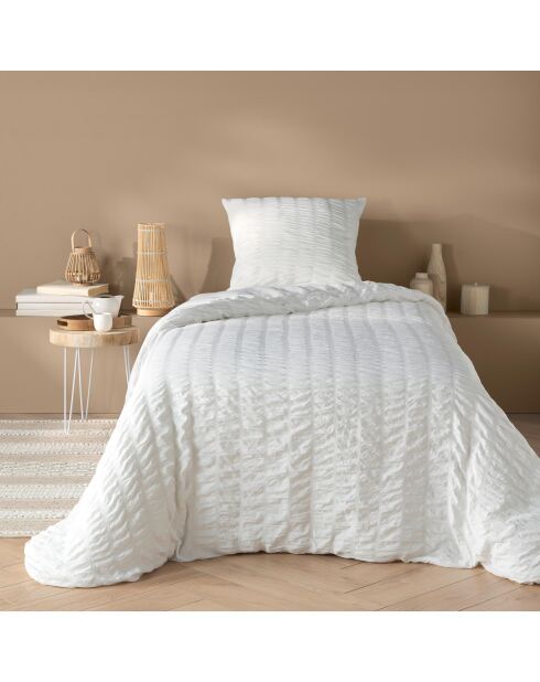 Weißes Plissien-Mikrofaser-Bettbezug-Set