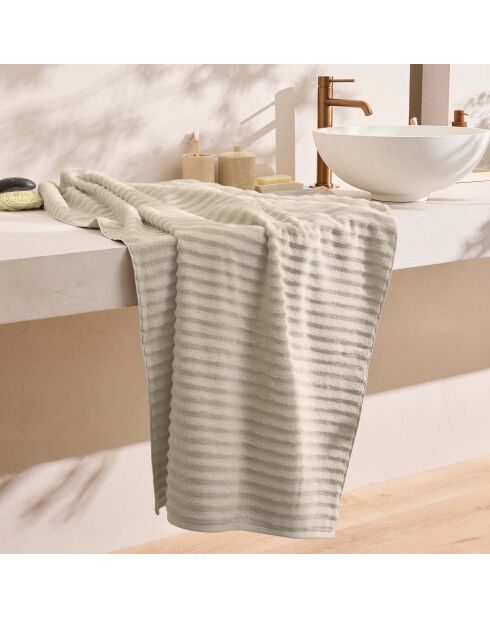 Drap de bain en coton, éponge unie Maya taupe - 90x150 cm