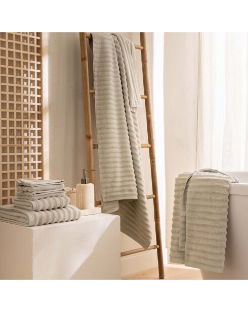 Drap de bain en coton, éponge unie Maya taupe - 90x150 cm