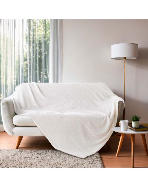 Plaid (180 x 220 cm) Arya Natural, flanella a rilievo