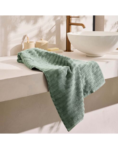 Serviette de toilette en coton, éponge unie Maya sauge - 50x90 cm