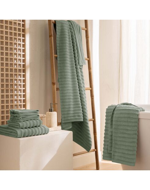 Serviette de toilette en coton, éponge unie Maya sauge - 50x90 cm