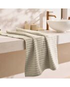 Drap de douche Maya en coton, éponge unie taupe - 70x130 cm
